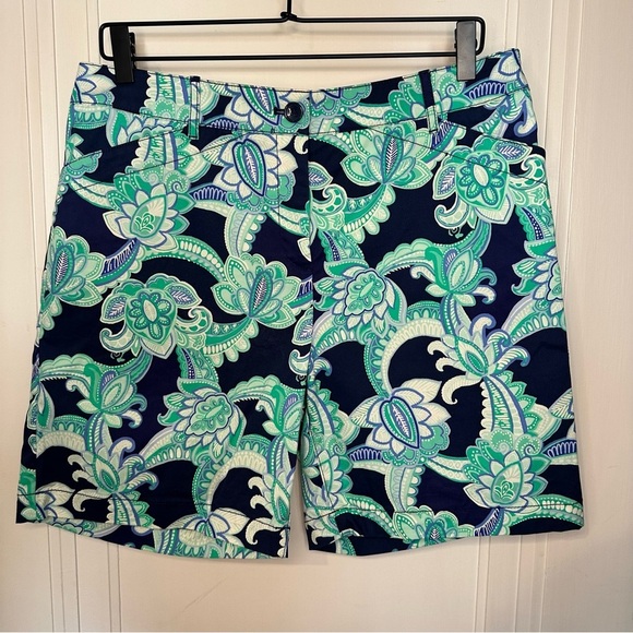 Talbots Pants - Talbots Navy and Aqua Floral Print Shorts